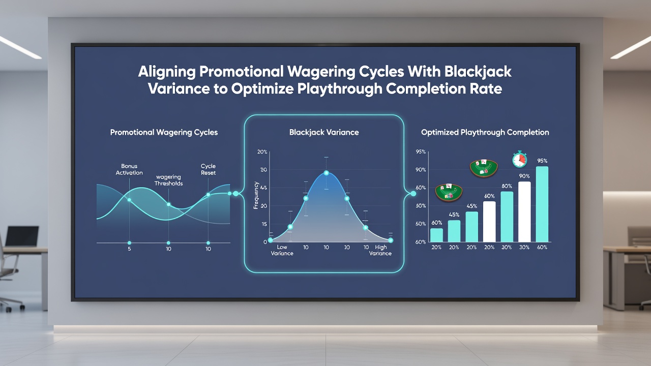 Graph displaying blackjack variance curves aligned against promotional wagering timelines and completion rate percentages