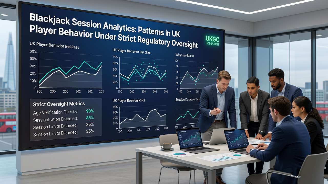 Dashboard showing blackjack session analytics with charts on player behavior patterns in the UK