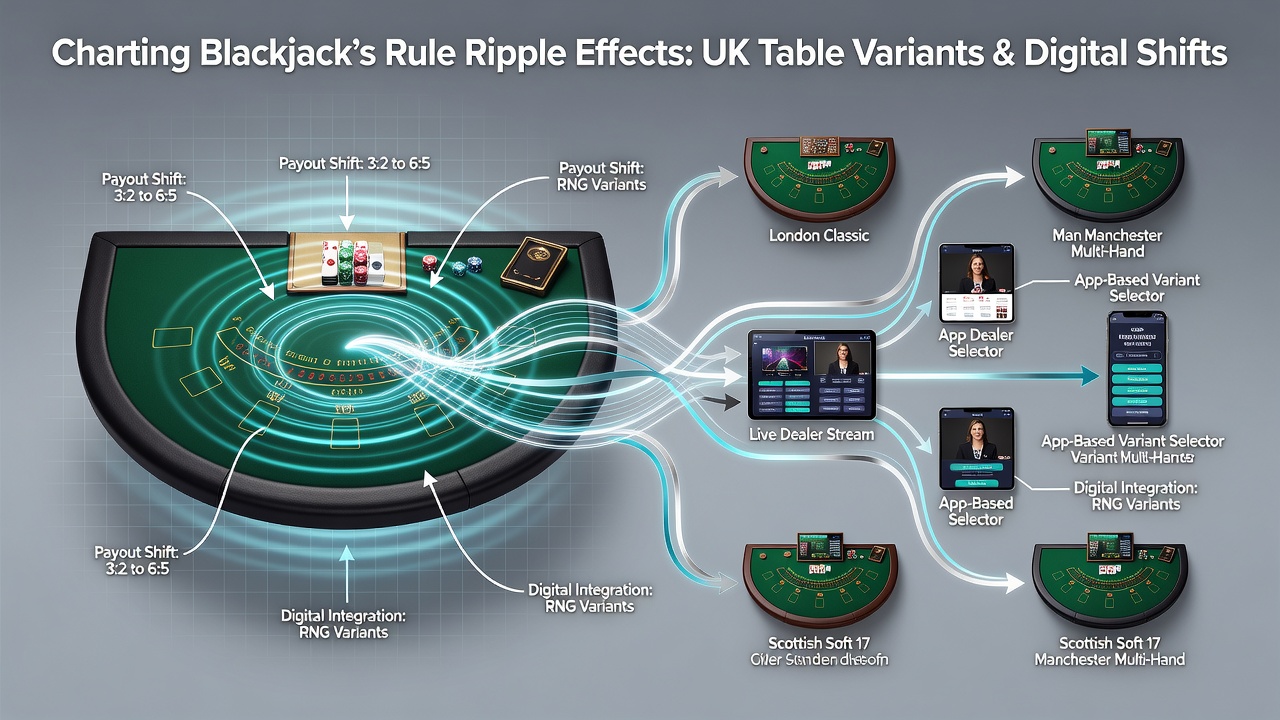Blackjack table variants in UK casinos showing multiple rule configurations