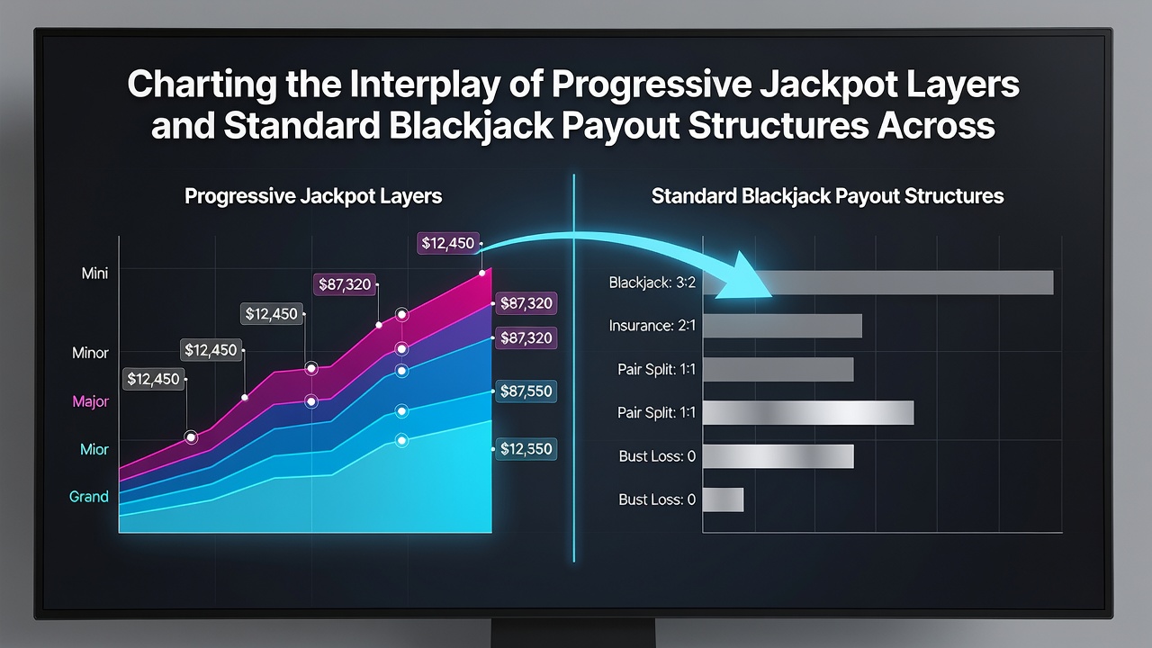 Screenshot of a regulated blackjack interface displaying both standard payout table and current progressive jackpot meter value