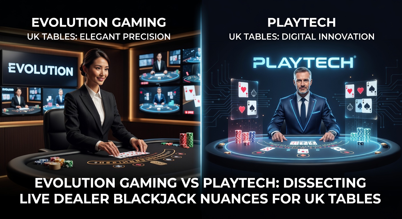 Live dealer blackjack tables from Evolution Gaming and Playtech side by side, showing UK-focused interfaces with card shoes and chat features