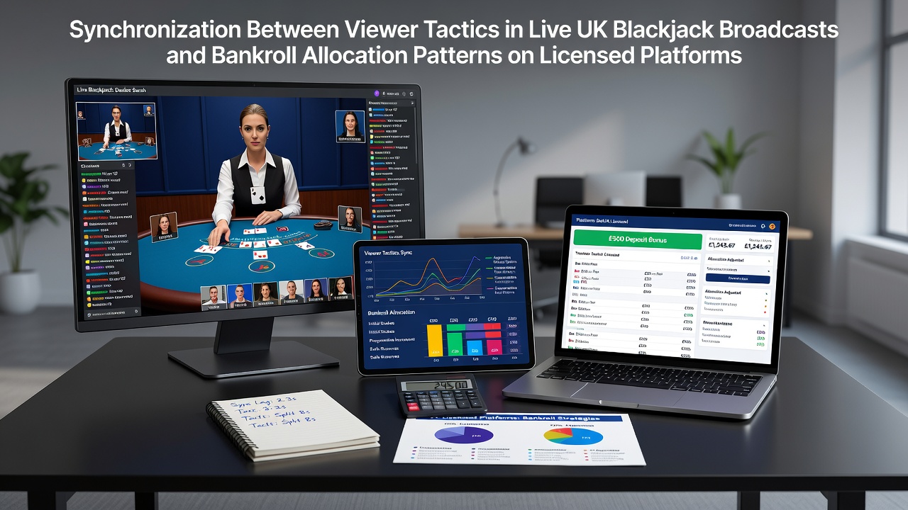 Viewers analyzing live blackjack broadcasts while reviewing bankroll allocation charts on licensed platforms