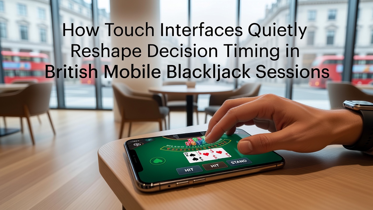 Close-up of fingers interacting with a mobile blackjack interface on a smartphone screen during a live session