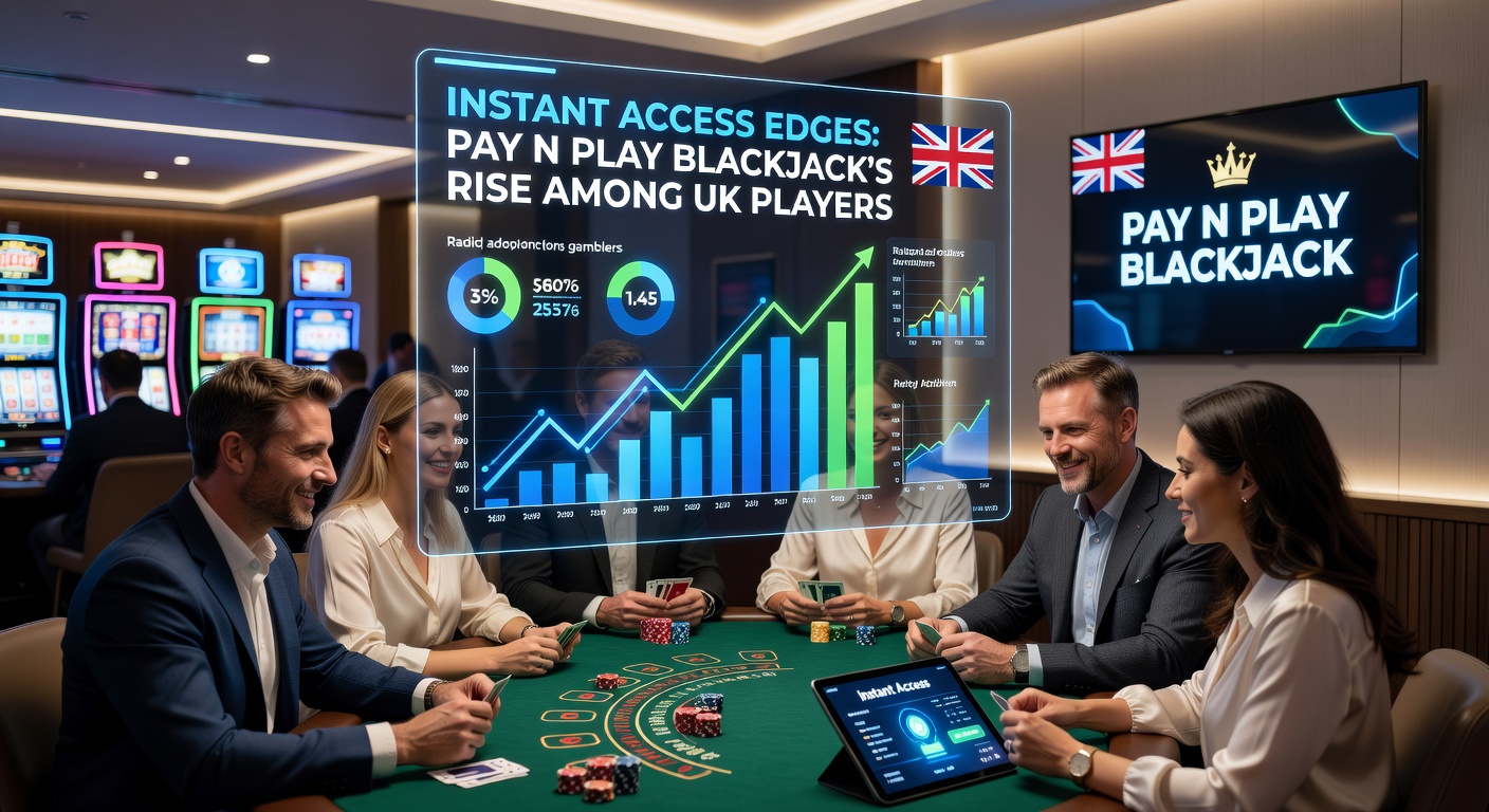 Vibrant online blackjack table with instant deposit icons highlighting Pay N Play seamless access for UK players