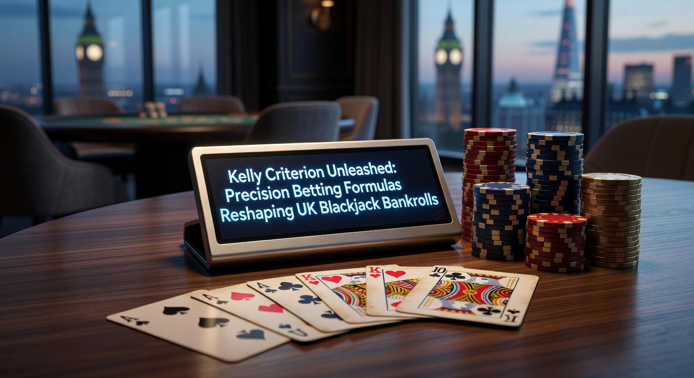 Simulation graph displaying exponential bankroll growth curves under Kelly Criterion versus flat betting in UK blackjack scenarios