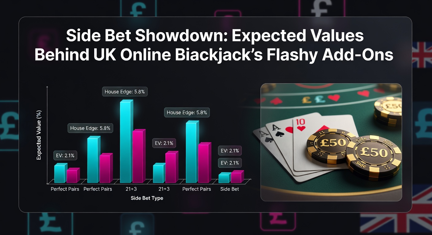 Vibrant online blackjack table displaying colorful side bet options like Perfect Pairs and 21+3, with glowing payout tables and player chips stacked high