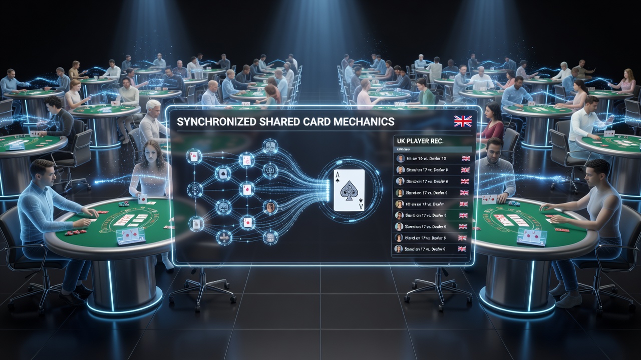 UK players reviewing synchronized card feeds on mobile devices during infinite blackjack sessions